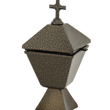 Gold - black incense burner with cross on the lid
