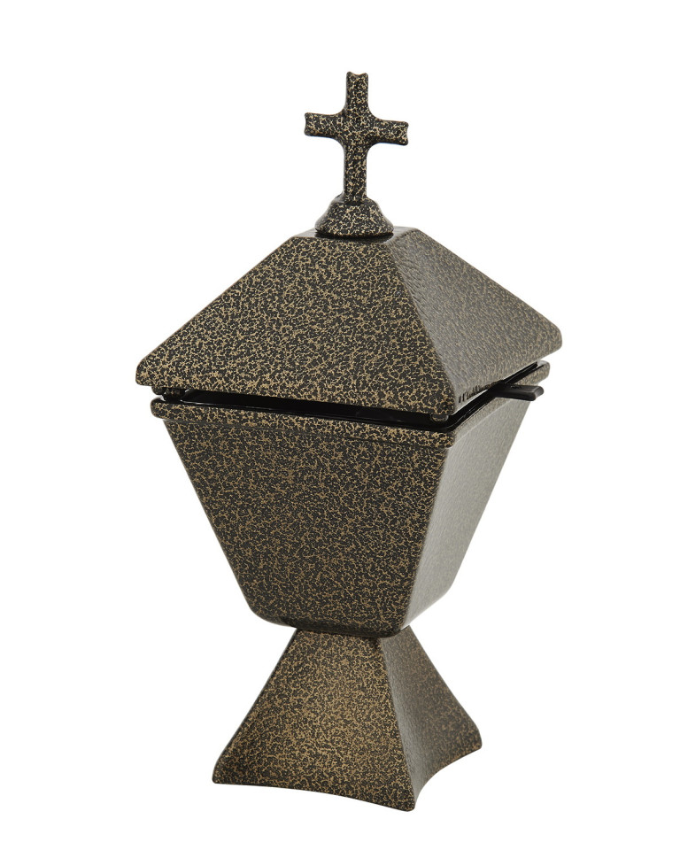 Gold - black incense burner with cross on the lid