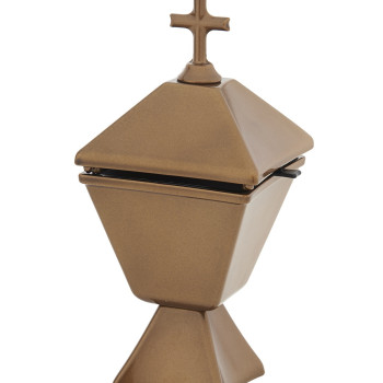 Antique incense burner with cross on the lid