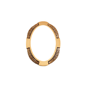 Brass frame for oval porcelain tile - flower design