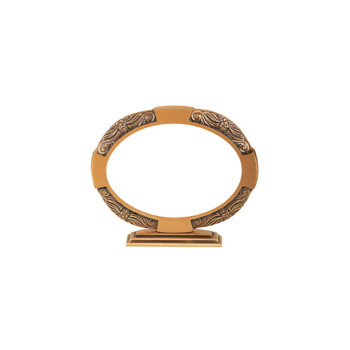 Brass frame with support for oval porcelain tile - flower design (horizontal)