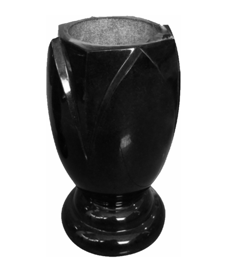 Shanxi Black granite vase, Flower Design