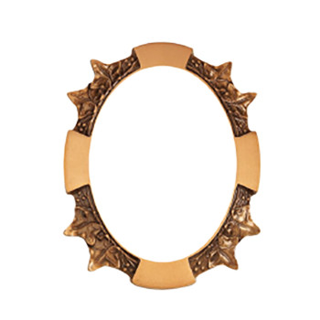 Brass frame for oval porcelain tile - vineyard design