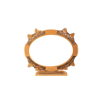 Brass frame with support for oval porcelain tile - vineyard design (horizontal)