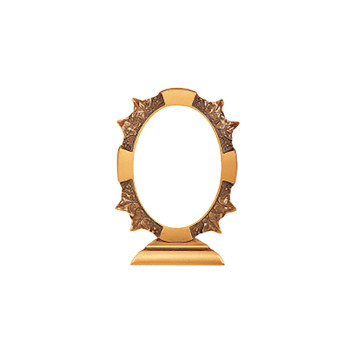Brass frame with support for oval porcelain tile - vineyard design