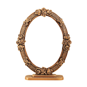 Brass frame with support for oval porcelain tile - roses design