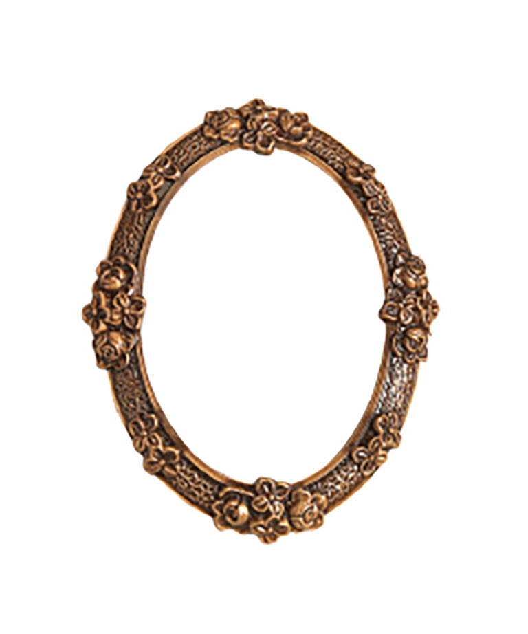 Brass frame for oval porcelain tile - roses design